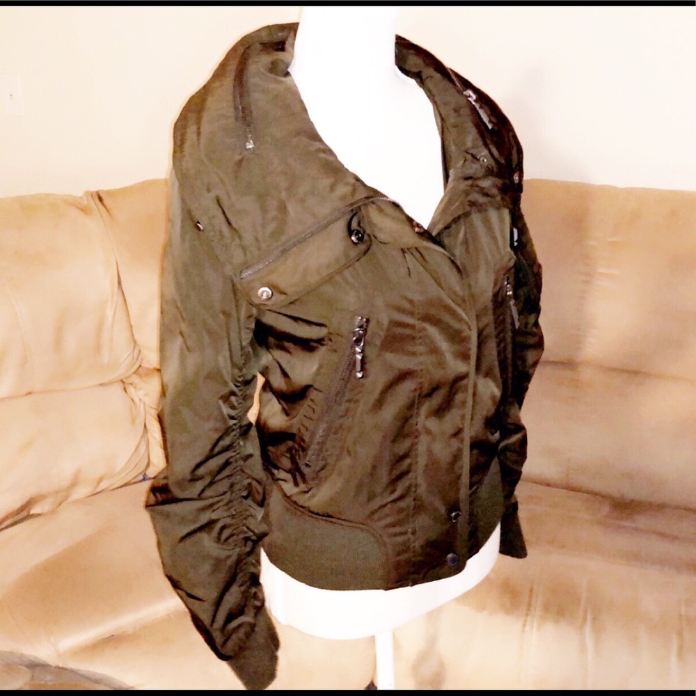 BCBGMAXAZRIA Army Green Bomber Jacket